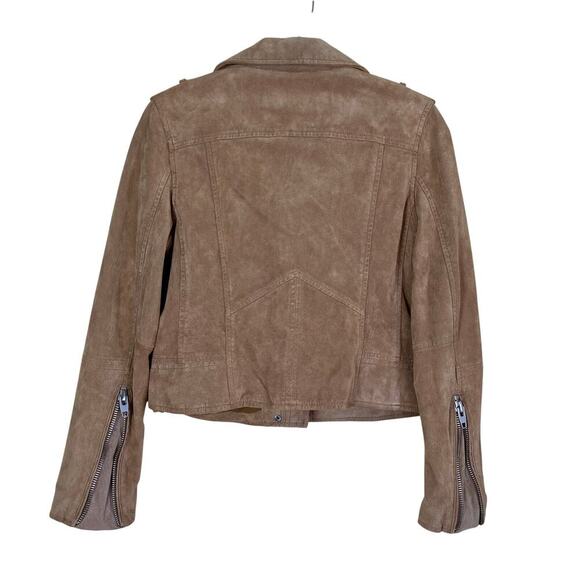 Blank NYC SL8 Genuine Suede Moto Jacket in Tan Sz S Cropped Lined Zip Closure - Picture 4 of 16